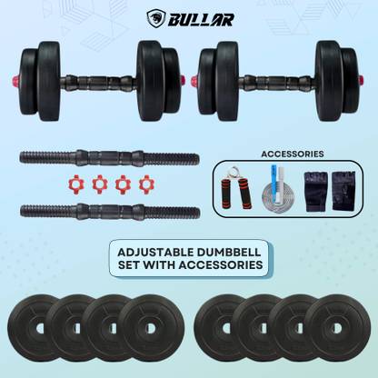BULLAR 20 kg Adjustable Dumbbell Set with Accessories Home Gym Combo
