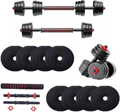 BodyFit 20 kg 20KG (2KG X 4+3KG X 4) Dumbbell Set, Connector Rod,Combo Adjustable Gym Set Home Gym Combo