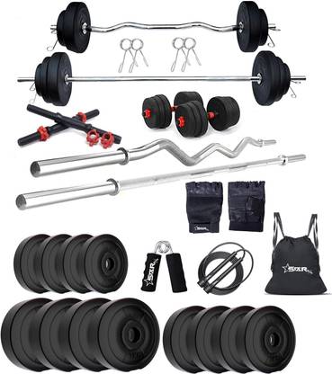 STARX 30 kg PVC Weight Combo of Rods and Accessories Home Gym Combo