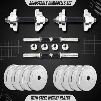 BULLAR 30 kg Adjustable Dumbbells Set With Steel Weight Plates With One Pair of Dumbbell Rod Home Gym Combo