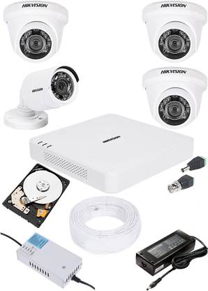 HIKVISION 4 CHANNAL HD DVR 1080P,& 3Pcs DOME CAMERA 720p 1Pcs BULLET CAMERA 720p Security Camera