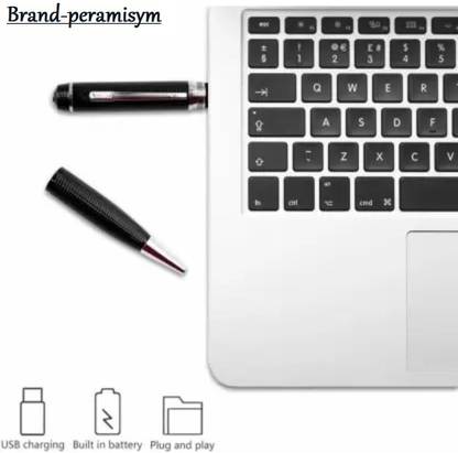 PERAMISYM Silver HD Spy Pen Camera 1080P Full HD Audio Video Recording Security Camera