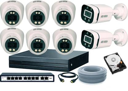 ADS VISION IP 6 DOME 2 BULLET COLOR VIEW NIGHT VISION WITH MIC Full Set With 2TB HDD Security Camera