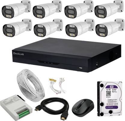 DeckLink 5 MP Full HD CCTV Camera Full Set 8 Bullet Metal Camera 8Ch Dvr Full HD 1TB HDD Security Camera
