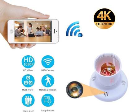 SIOVS WiFi 1080p HD Bulb Holder Spy Hidden Camera Video Recording Watch Live 24 Hours Security Camera
