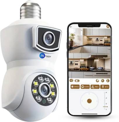 Maizic Smarthome Supercam Flexi Bulb [ 5+5 ] MP UHD Dual Lens/Dual Screen View Wifi Indoor Security Camera