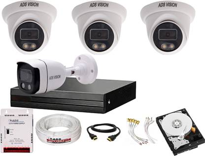 ADS VISION HD 3 DOME 1 BULLET COLOR VIEW NIGHT VISION Camera Full Set With 1TB HDD Security Camera