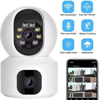 Bzrqx IR+Color WiFi Cam with Audio Motion Detection and 1080P Full HD Dual Lens Security Camera