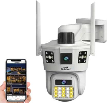 Grousale Tricam Wifi 5 MP+5 MP UHD 2 Lens+Triple Screen View Outdoor CCTV Security Camera