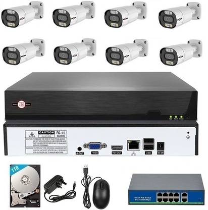 iTS 8CH IP HD4k NVR with Audio and 4MP PoE Color x 8 IP camera Kit (1TB ) Security Camera