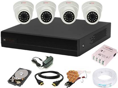 CP PLUS 4 Channal HD DVR 1080p 1Pcs,Indoor Camera 2.4 MP 4Pcs,Hard Disk,Full combo set Security Camera
