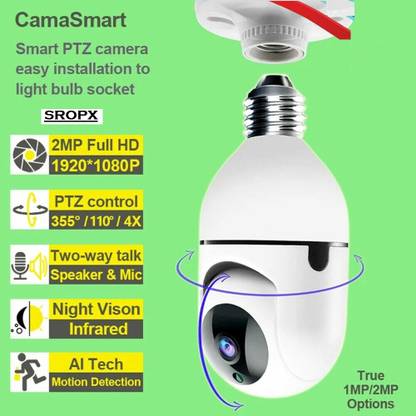 SROPX PTZ Bulb Hidden SPY Mobile APP 360°View WiFi Tracking 1080P HD Night Vision Security Camera