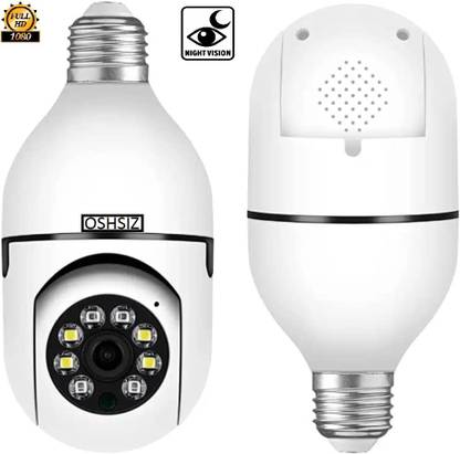 OSHSIZ SPY 2MP 1080P HD WiFi Bulb Light Wireless IP PTZ Mini Camera Security Camera