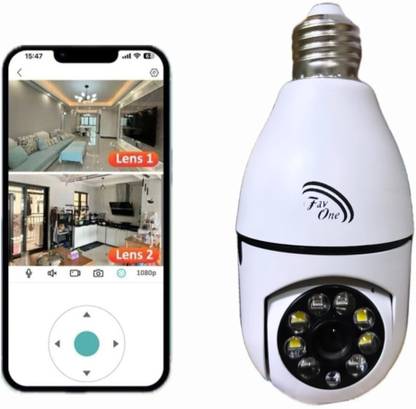 NXXTTNK V380 Spy Bulb Shape Wireless WiFi 2MP Ultra HD IP CCTV with Wireless Security, Security Camera