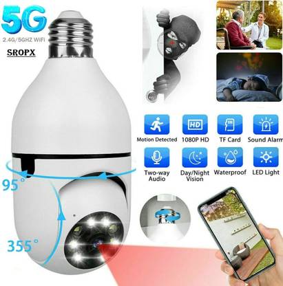 SROPX Wi-Fi CCTV Camera Wireless Bulb Shape PTZ V380 Pro Indoor 36 Security Camera