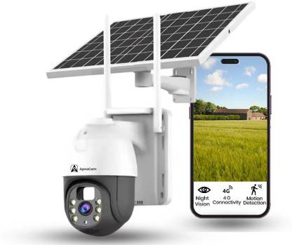 ApnaCam 4G Sim Based 4MP Battery Powered Mini Pan Tilt With Solar Panel, Security Camera