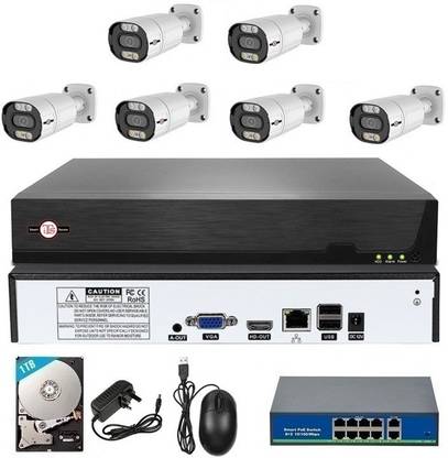 iTS 8Ch HD1080P IP NVR XMeye App and 4MP AI PoE IP 6 Bullet Camera Kit 1TB Security Camera