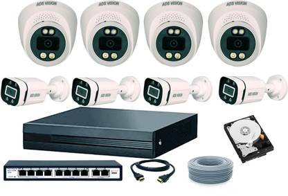 ADS VISION IP 4 DOME 4 BULLET COLOR VIEW NIGHT VISION WITH MIC Full Set With 2TB HDD Security Camera