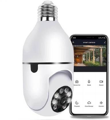 Okxmz Wireless WiFi PTZ Bulb Holder SPY Camera 5.0 MP CCTV Camera Motion Night Vision Security Camera