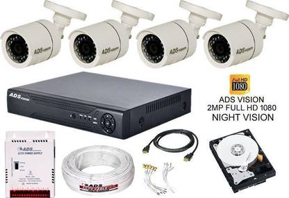 ADS VISION 4 Bullet 2MP Full HD Day/Night Vision Security Camera (1 TB, 4 Channel Security Camera