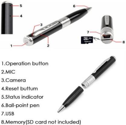 SNARIOVSN ATU_586S_SPY PEN 720P CAMERA FULL HD AUDIO & VIDEO RECORDING ULTRA HD PRO LENS Spy Camera