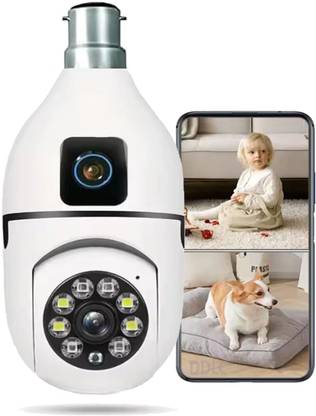 TP PLUS Dual Lens 4mp Light Bulb Camera WiFi Outdoor, Smart 360° 1080p Motion Detection Security Camera