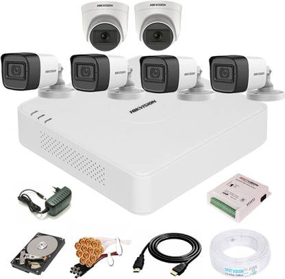 HIKVISION 8 Channal Turbo HD H.265 DVR 1Pcs,Outdoor Camera 5 MP Turbo HD AUDIO 4Pcs,Indoor Camera 5 MP Turbo HD AUDIO 2Pcs,1 TB Surveillance Hard Disk,Full combo set Security Camera