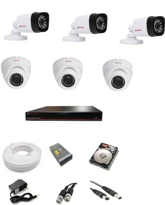 CP PLUS 2.4 MP 8 CH DVR Kit with 3 Bullet Camera, 3 Dome Camera 1 TB HDD and all required accessories Security Camera