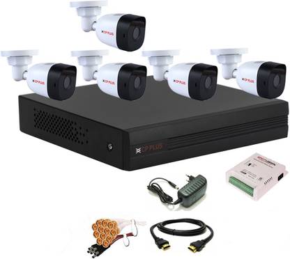 CP PLUS 8 Channal HD DVR 1080p 1Pcs,Bullet HD Camera Plug-n-Play Crystal IR LEDs for clearer Night Vision 2.4 MP 5Pcs,Power Supply 1Pcs,combo set Security Camera