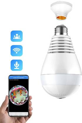 Bzrqx Wifi Lamp Hidden Camera Panoramic Light Bulb 360 Two Ways Audio Security Camera