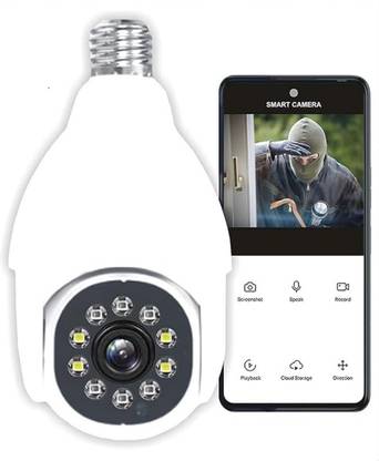 TP PLUS Wi-Fi CCTV Camera 1080p Wireless PTZ Bulb Shape V380 Pro Indoor 360° Smart Home Security Camera