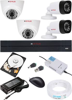CP PLUS 4 Channal HD DVR 1080P 1Pcs,Bullet Camera 2.4MP 2Pcs,Dome Camera 2.4MP 2Pcs Security Camera