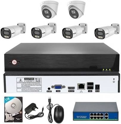 iTS IP 8Ch HD1080P NVR XMeye App , 4MP AI PoE IP 4 Bullet + 2 Dome Camera Kit -1TB Security Camera
