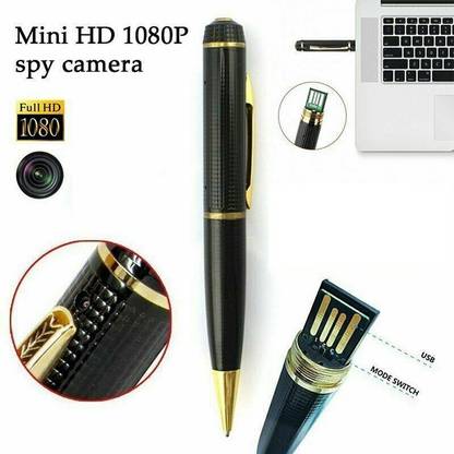 GLE 1080P HD Pen Surveillance Hidden Camera with Loop Recording/Plug Play to PC and Mac/16GB Micro SD Card (Silver-Black Security Camera