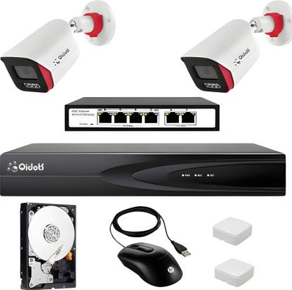 Qidots 2 Channel Kit 8MP IPCamera Full Set ColourVu DualMode 8CH NVR POE Switch 500 GB Security Camera