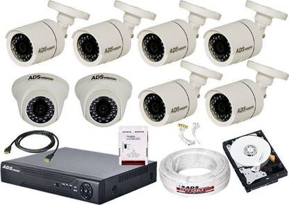 ADS VISION FULL HD 6BULLET 2DOME Cctv Camera Full Set With 500GB HDD And All Accessories Security Camera