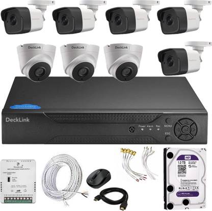 DeckLink 5 MP Full Ultra HD Cctv Camera Full Set 8 Camera, 8Ch HD DVR , 1TB HDD Security Camera