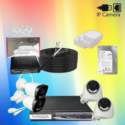 Panda 4mp IP CCTV set with 8CH NVR with 1TB,6 PORT POE, LAN Cable & junction box, rj45 Security Camera