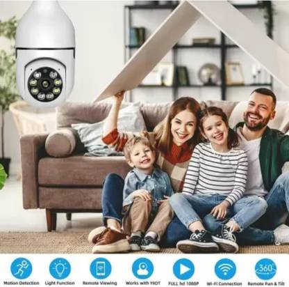 SATTOBISION Bulb Shape PTZ V380 Pro | Indoor 360° Spy Camera cctv camera indoor 360 wifi Security Camera