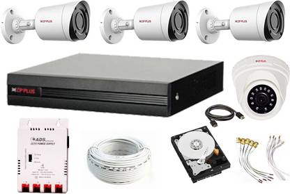 CP PLUS Cp Plus Full HD 4Ch DVR + CP Plus 3 BULLET Camera 2.4 MegaPixel Nightvision & 1 DOME CAMERA 2.4 MegaPixel Nightvision + Seagate Or WD Hard Drive 1TB + CCTV CABLE 3+1+ Power Supply + BNC & DC Pin Set - Full CCTV Kit Security Camera (TRUSTED PURCHASE FOR REYANSH ENTERPRISES) Security Camera