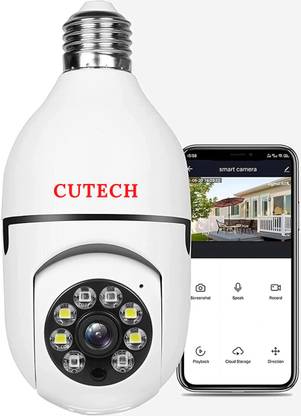 Cutech Wi-Fi Camera CCTV camera 1080p Wireless PTZ Bulb Shape V380 Pro Security Camera