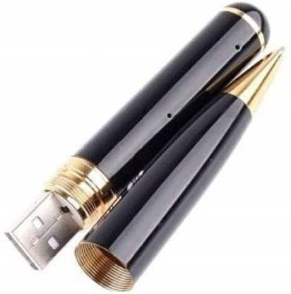 SKY HUB USB Pinhole Spy Pen Camera Audio/Video Recorder Black and Gold with 32GB Security Camera