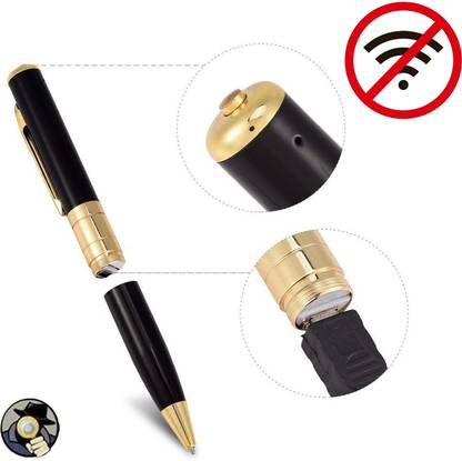 Qaz Black and Gold 720p Pen Camera Spy, For Personal Security Camera
