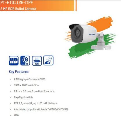 PRAMA PT-HTD112E-ITPF 3.6MM BULLET 4 IN 1 SWITCHABLE Security Camera