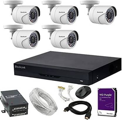 DeckLink 2.4 MP Full HD 5 Bullet Cctv Camera Full Set With 1TB Survillance HDD Security Camera