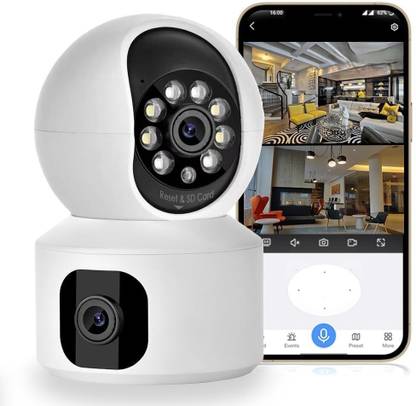 MAYUMI Two-Way Audio Micro SD Card Support Upto 128GB | Dual Lens WiFi IP 360° 3mp Security Camera