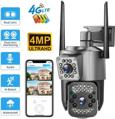 Okxmz Outdoor 4G SIM Dual Lens CCTV Camera with Wide Coverage Security Camera