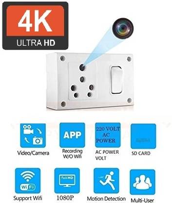 Bzrqx 4k Full HD Hidden Switch Socket Camera WiFi Wireless AC Power Remote App Control Security Camera