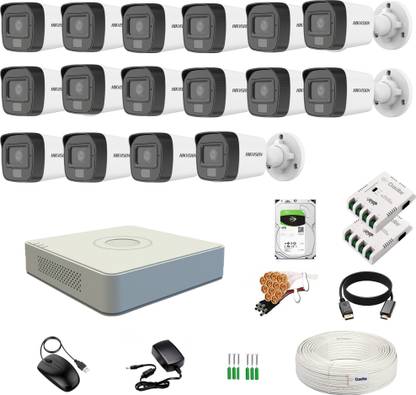 Clocite HIKVISION 2MP 16 Bullet Cameras (Color Night Vision+Audio) + 16CH DVR Kit Security Camera
