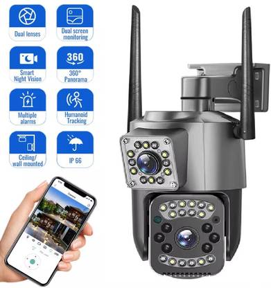 Bzrqx Dual Lens 4K Outdoor CCTV Camera with Motion Sensor and Two-Way Audio Support Security Camera